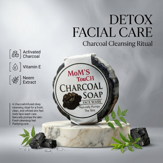MoM'S TouCH ® CHARCoAL SoAP | NATuRALLy PLuMPS THe SKiN | FACe WASH | 50gm |