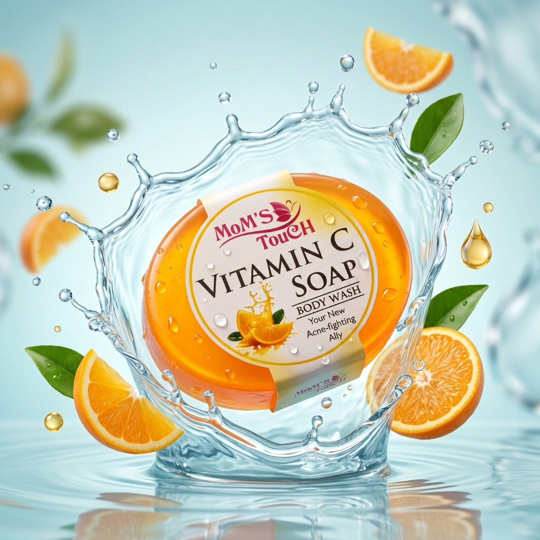 MoM'S TouCH ® ViTAMiN C SoAP | YouR NeW ACNE FiGHTiNG ALLY | WiTH VITAMIN-E & NEEM EXTRACT | BoDY WASH | 90gm |