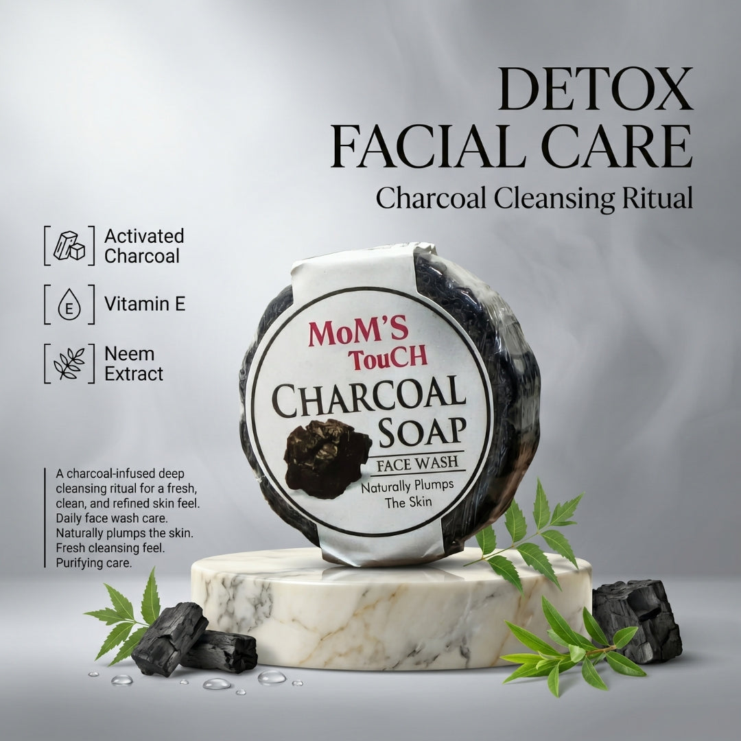 MoM'S TouCH ® CHARCoAL SoAP | NATuRALLy PLuMPS THe SKiN | FACe WASH | 50gm |