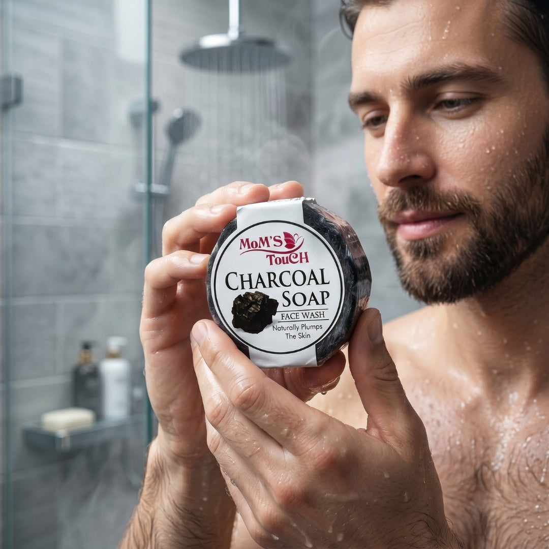 MoM'S TouCH ® CHARCoAL SoAP | NATuRALLy PLuMPS THe SKiN | FACe WASH | 50gm |