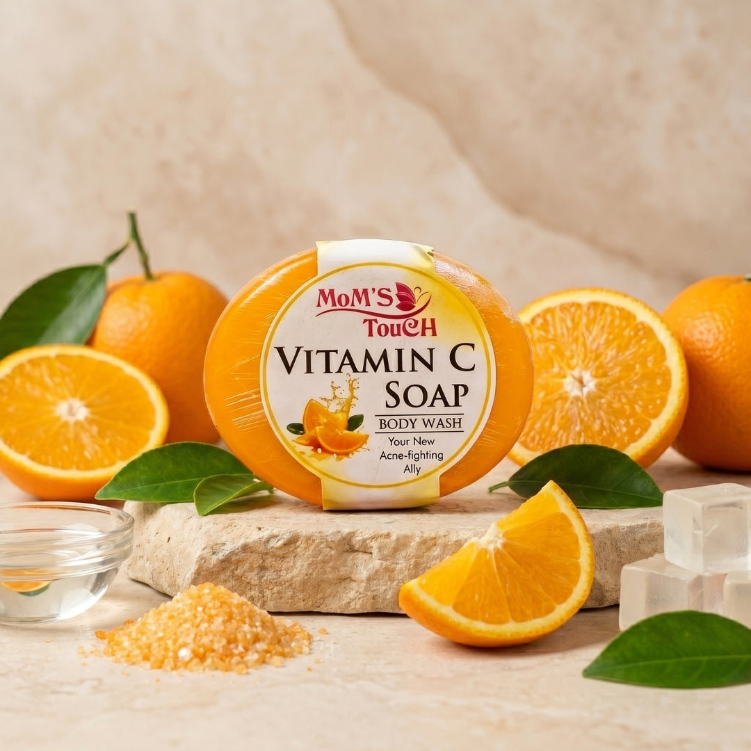 MoM'S TouCH ® ViTAMiN C SoAP | YouR NeW ACNE FiGHTiNG ALLY | WiTH VITAMIN-E & NEEM EXTRACT | BoDY WASH | 90gm |