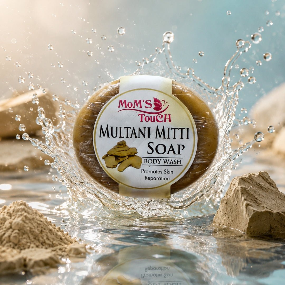 MoM'S TouCH ® MuLTANi MiTTi SoAP | ReMoVeS BLACKHeADS & WHiTeHeADS | WiTH VITAMIN-E & NEEM EXTRACT | BoDY WASH | 90gm |