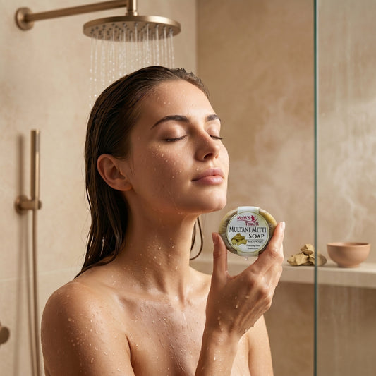 MoM'S TouCH ® MuLTANi MiTTi SoAP | ReMoVeS BLACKHeADS & WHiTeHeADS | WiTH VITAMIN-E & NEEM EXTRACT | BoDY WASH | 90gm |