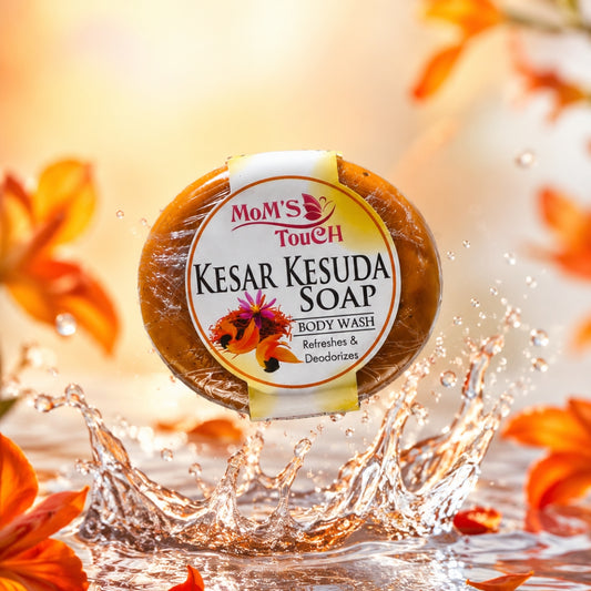 MoM'S TouCH ® KeSAR KeSuDA SoAP | ReFReSHeS & DEoDoRiZeS | WiTH VITAMIN-E & NEEM EXTRACT | BoDY WASH | 90gm |