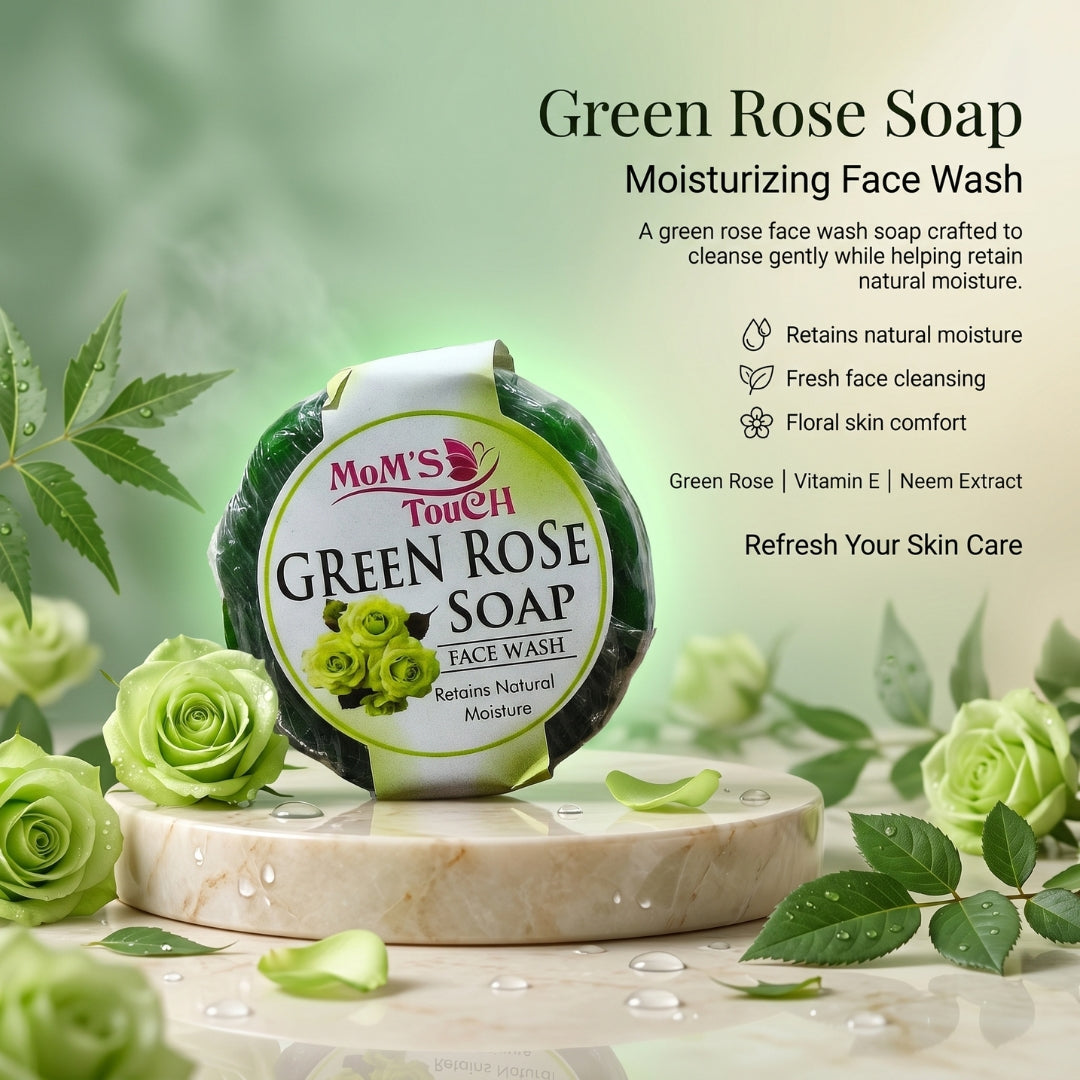 MoM'S TouCH ® GReeN RoSe SoAP | ReTAiNS NATuRAL MoiSTuRe | FACe WASH | 50gm |