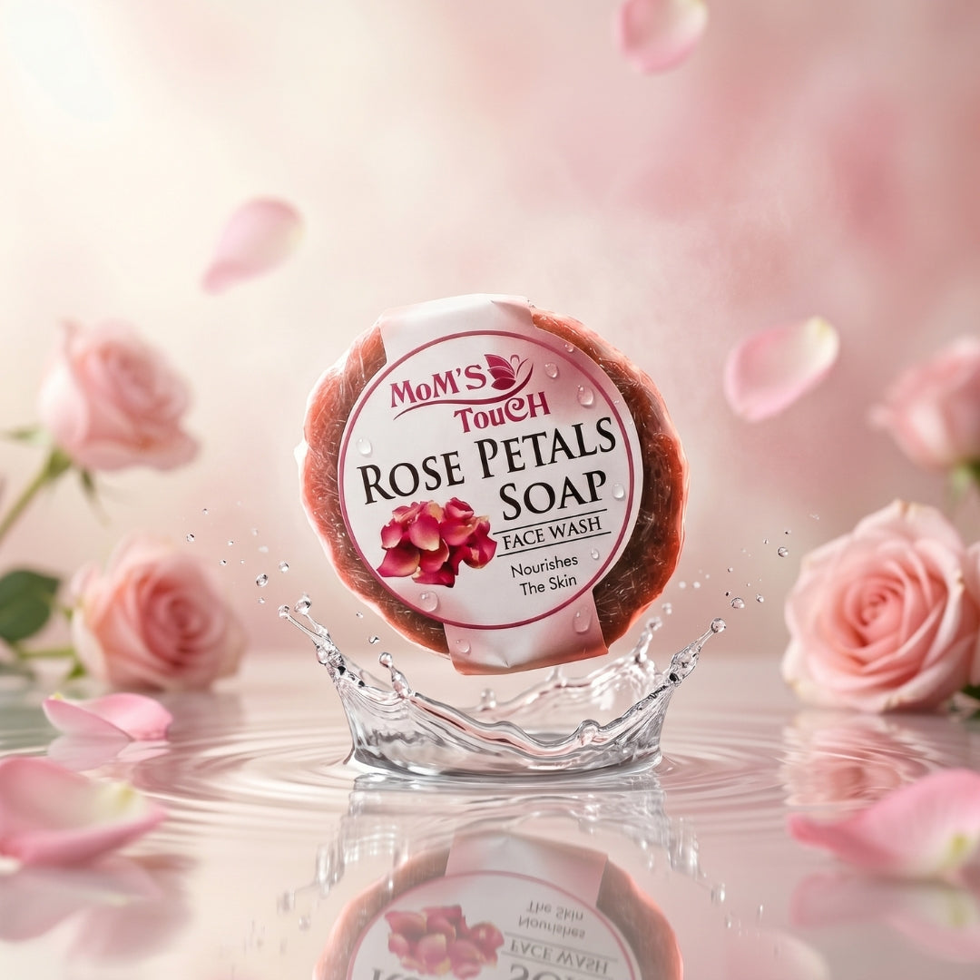 MoM'S TouCH ® RoSe PeTALS SoAP | NouRiSHeS THe SKiN | FACe WASH | HANDMADe ORGANiC SoAP | 50gm |