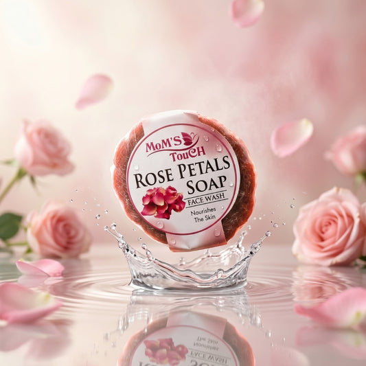 MoM'S TouCH ® RoSe PeTALS SoAP | NouRiSHeS THe SKiN | FACe WASH | HANDMADe ORGANiC SoAP | 50gm |