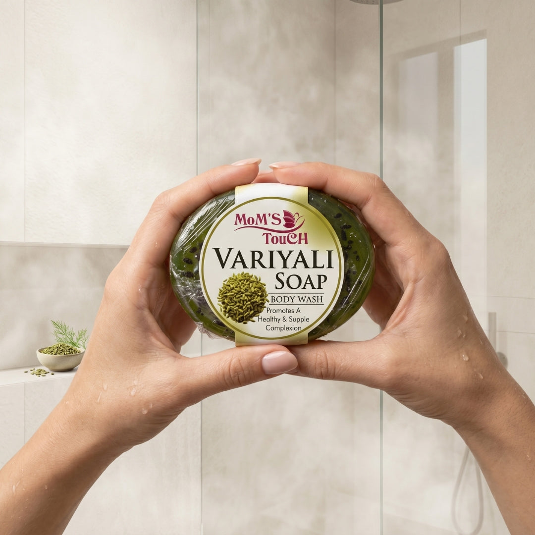 MoM'S TouCH ® VARiYALi SoAP | PRoMoTeS A HeALTHY & SuPPLe CoMPLeXioN | WiTH VITAMIN-E & NEEM EXTRACT | BoDY WASH | 90gm |