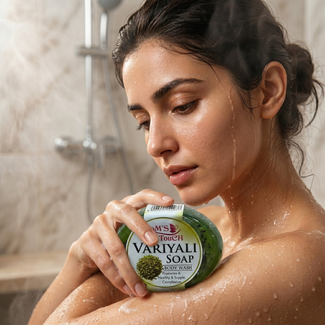 MoM'S TouCH ® VARiYALi SoAP | PRoMoTeS A HeALTHY & SuPPLe CoMPLeXioN | WiTH VITAMIN-E & NEEM EXTRACT | BoDY WASH | 90gm |