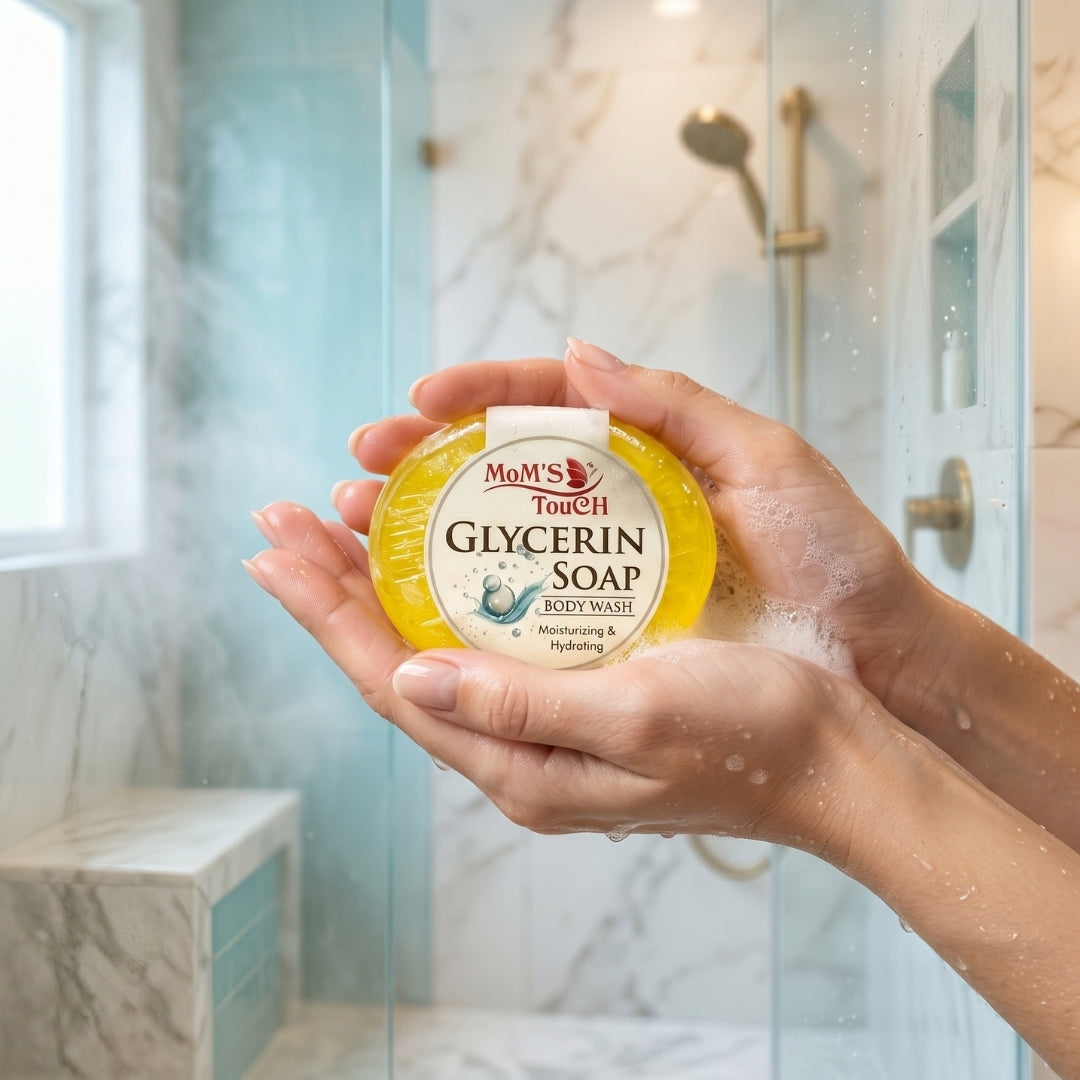 MoM'S TouCH ® GLYCeRiN SoAP | MoiSTuRiZiNG & HYDRATiNG | WiTH VITAMIN-E & NEEM EXTRACT | BoDY WASH | 90gm |