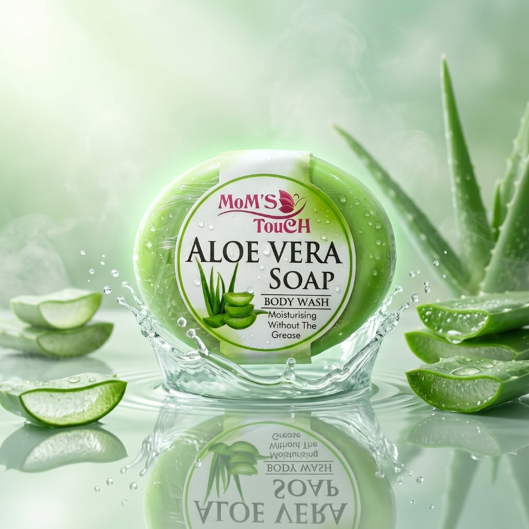 MoM'S TouCH ® ALoe-VeRA SoAP | MoiSTuRiSiNG WiTHouT THe GReASe | WiTH VITAMIN-E & NEEM EXTRACT | BoDY WASH | 90gm |