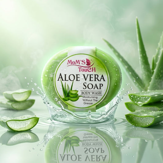 MoM'S TouCH ® ALoe-VeRA SoAP | MoiSTuRiSiNG WiTHouT THe GReASe | WiTH VITAMIN-E & NEEM EXTRACT | BoDY WASH | 90gm |