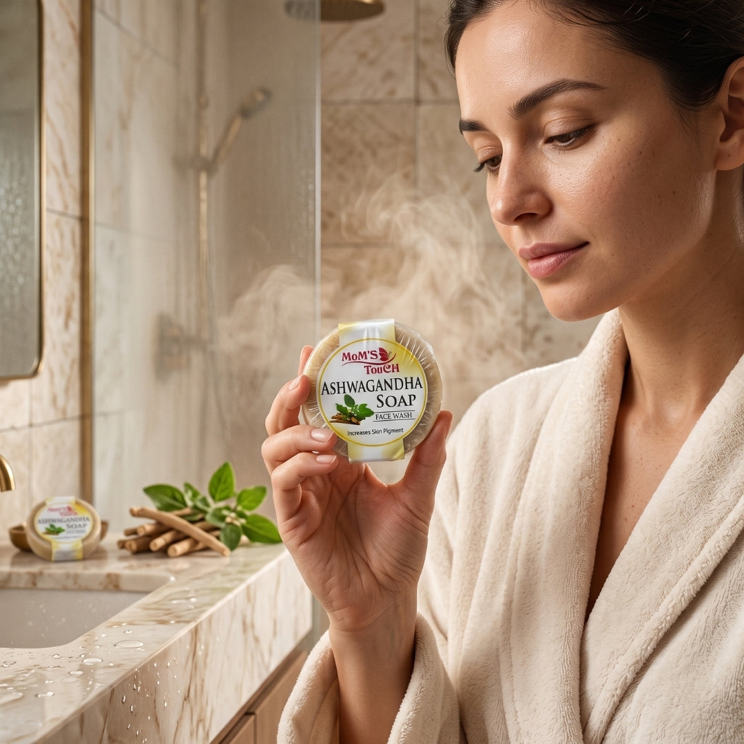 MoM'S TouCH ® ASHWAGANDHA SoAP | iNCReASeS SKiN PiGMeNT | FACe WASH | 50gm |