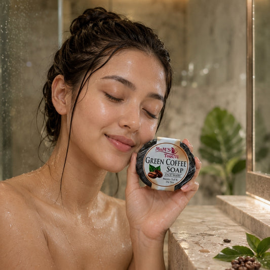MoM'S TouCH ® GReeN CoFFee SoAP | RePAiRS DuLL & DRY SKiN | FACe WASH | 50gm |