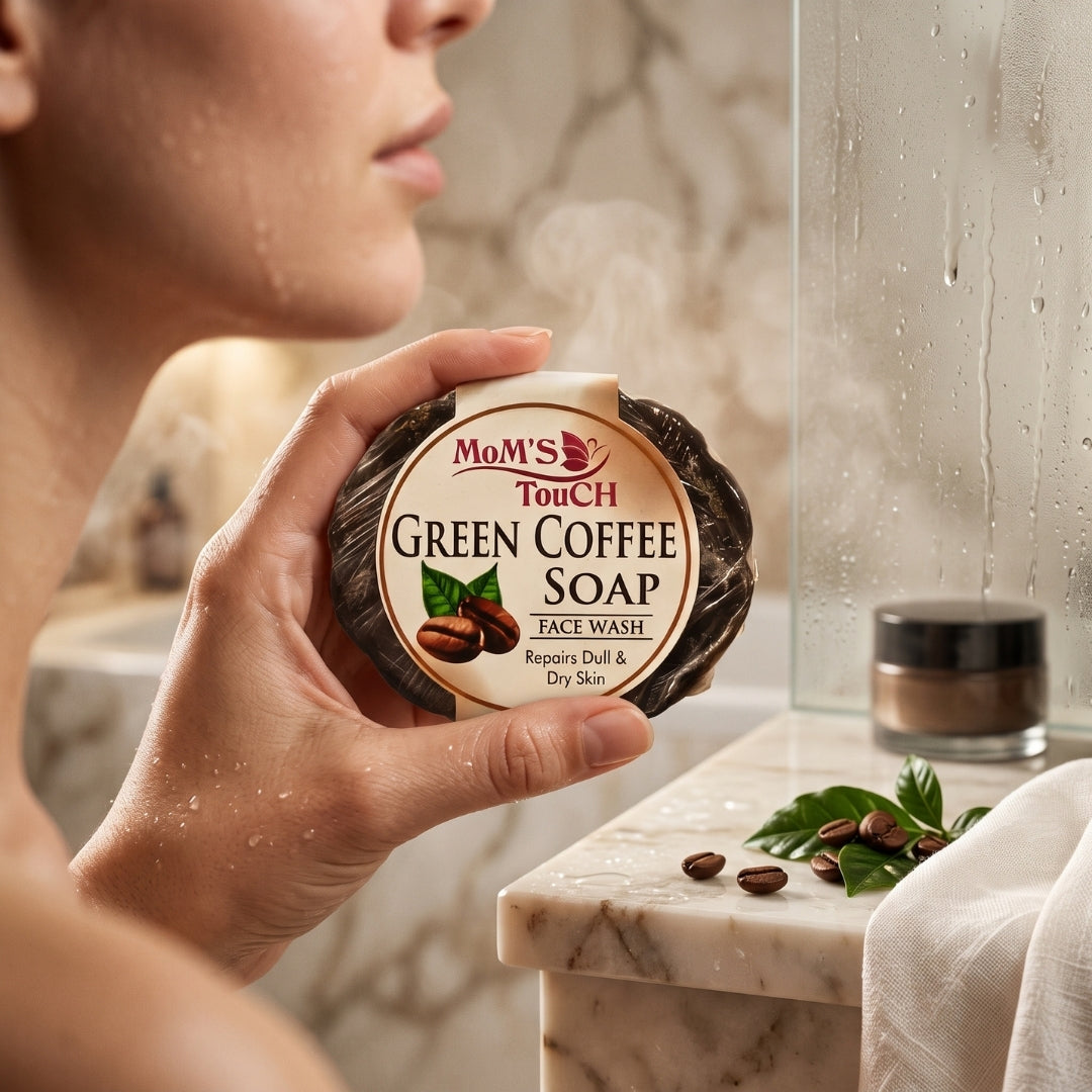 MoM'S TouCH ® GReeN CoFFee SoAP | RePAiRS DuLL & DRY SKiN | FACe WASH | 50gm |