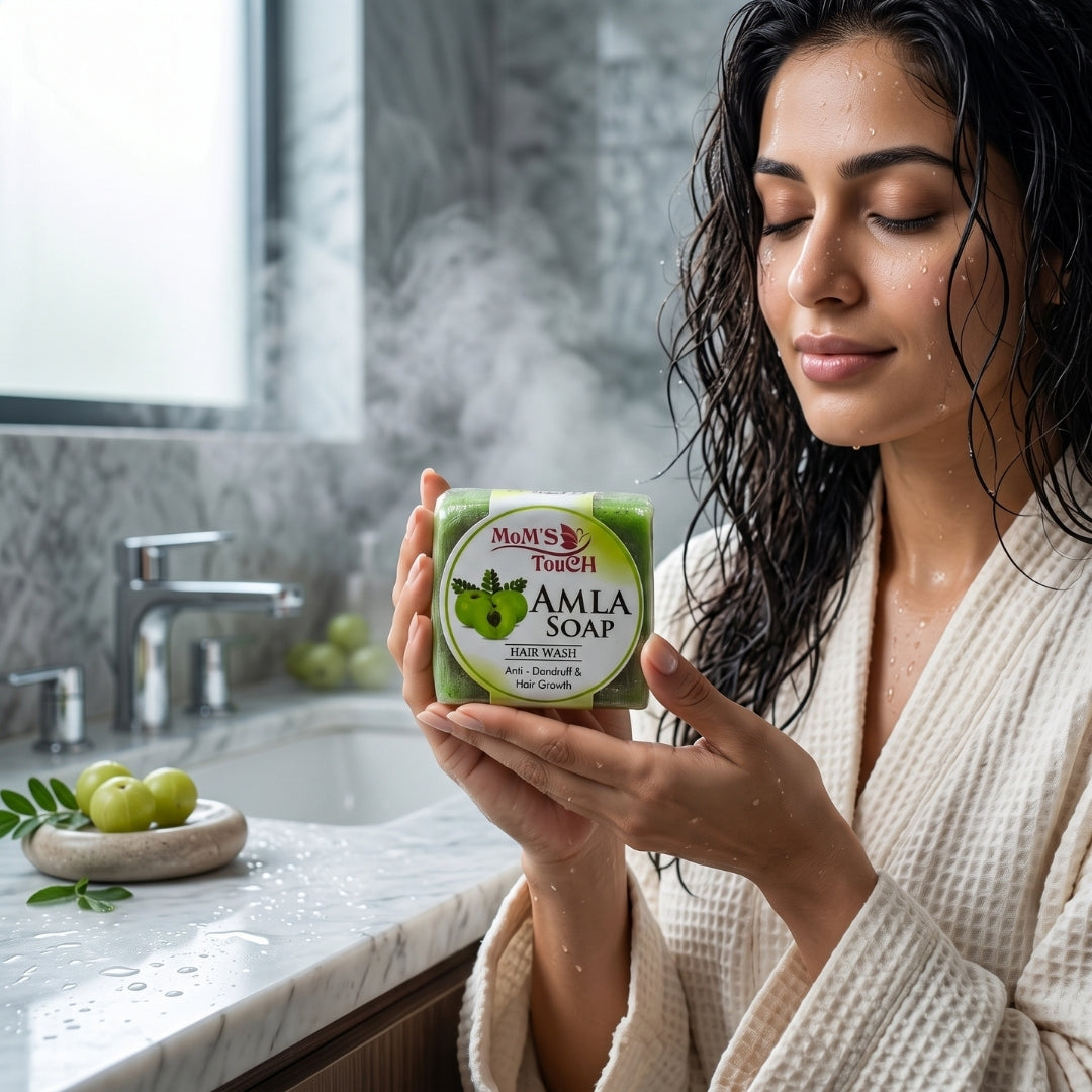 MoM'S TouCH ® AMLA SoAP™ | ANTi - DANDRuFF & HAiR GRoWTH  | HAiR WASH | 90gm |