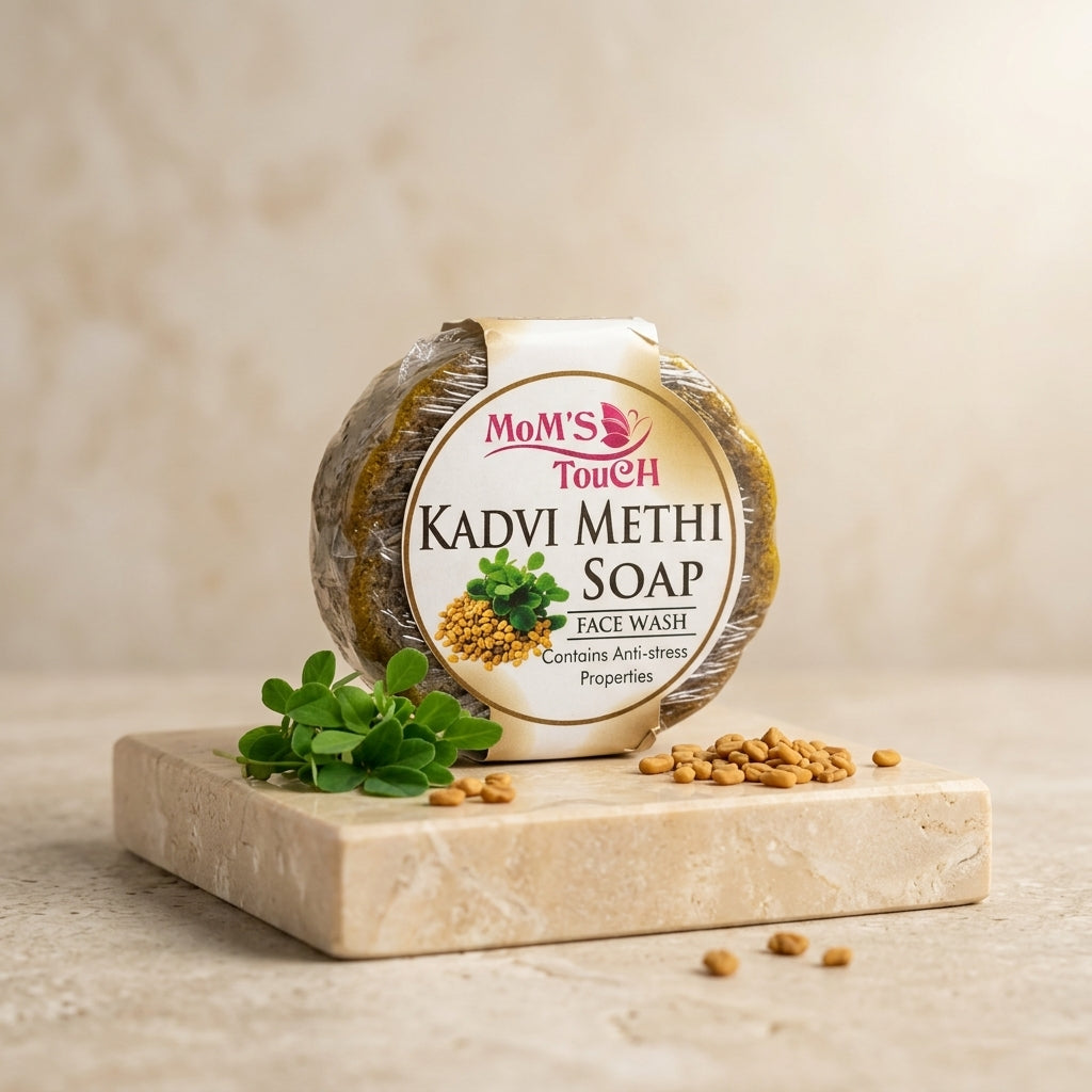 MoM'S TouCH ® KADVi MeTHi SoAP | CoNTAiNS ANTi-STReSS PRoPeRTieS | FACe WASH | 50gm |