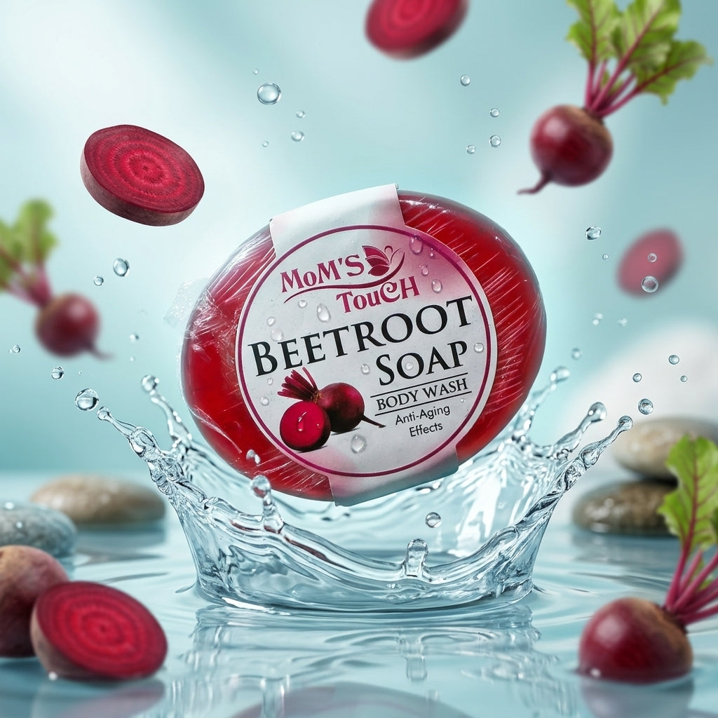 MoM'S TouCH ® BeeTRooT SoAP | ANTi-AGiNG eFFeCTS | WiTH VITAMIN-E & NEEM EXTRACT | BoDY WASH | 90gm |