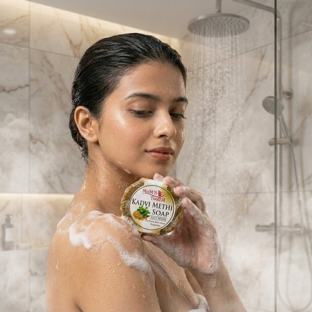 MoM'S TouCH ® KADVi MeTHi SoAP | CoNTAiNS ANTi-STReSS PRoPeRTieS | FACe WASH | 50gm |